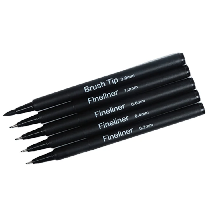 0.2 /0.4/0.6/1.0/3.0mm Colorful Fineliner Marker Pen Black Calligraphy Brush Color Fineline Art Marker Pen Set For Office School