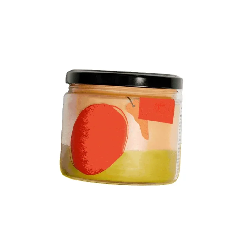 Storage jar 100ml 200ml 300ml Food glass jar container jars glass storage for packaging honey jelly sauce with metal lid