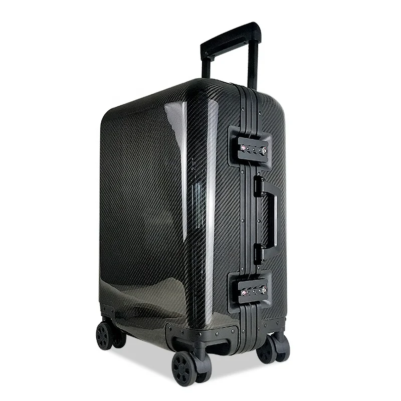 military level hard case carbon fiber suitcase carry on luggage bag for travel