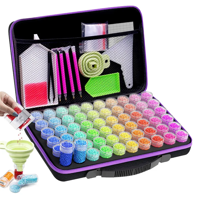 DM-31 Diamond Painting Storage case Containers, 60/120 Slots Diamond Painting Accessories Shockproof Jars for Jewelry Beads