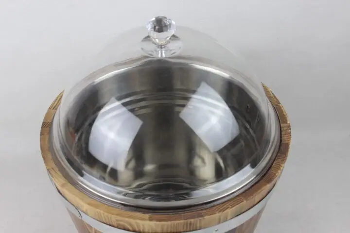 Rice bucket with transparent lid wood barrel display