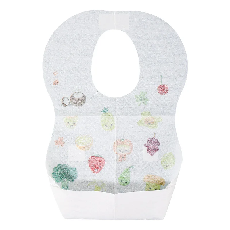 Wholesale Manufacturer High Quality Cute Animal Cartoon Print No Wash Bib Portable Disposable Baby Feeding Non Woven Bib