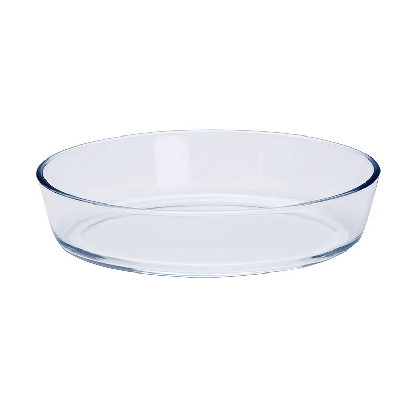 Glass fish plate household steamed fish plate microwave oven oven available high temperature round baking dish large capacity sa