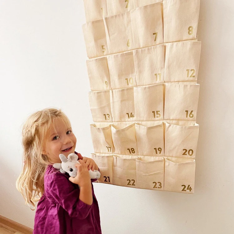 Custom Blank Canvas Fabric Advent Calendar Personalized Sublimation Christmas Countdown Calendar Wall Hanging Xmas Calendar