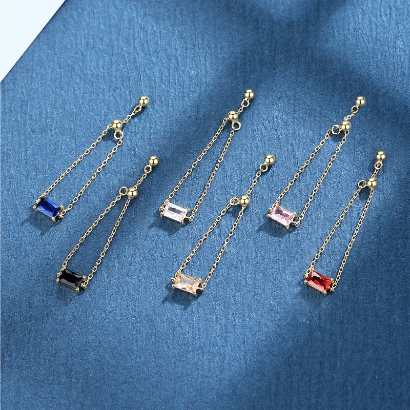 New design gold plated 925 sterling silver birthstone colorful zircon adjustable fine engagement chain ring for women wedding
