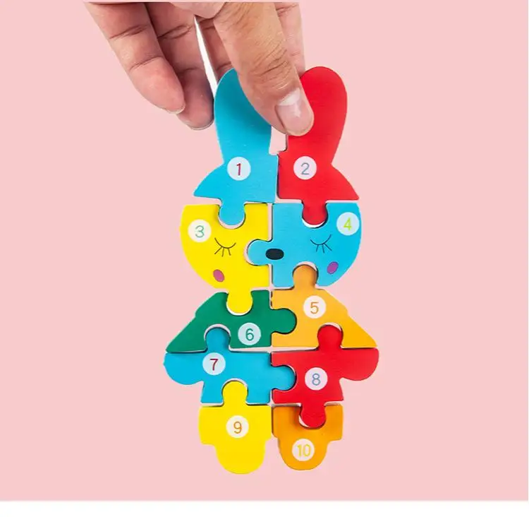 Wooden Cartoon 3D Dinosaur Animal Car Jigsaw Puzzle Board Games Toddler Early Educational Montessori Toys For Kids Boys Girls