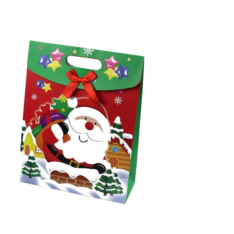 Wholesales Customize Holiday Candy Gift Printed Christmas Packaging  Logo Paper Bags