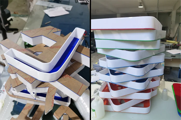 Акриловая поверхность с подсветкой символы каналов знак 3D окрашенные офисные буквы логотип со