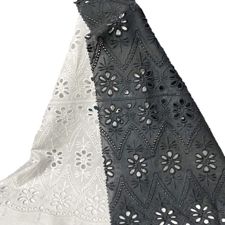 Женский топ из 100% хлопка, модная ткань с цветочной вышивкой и ушками для платьев и рубашек