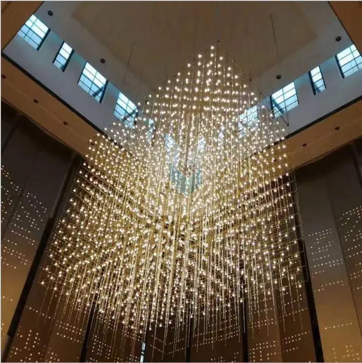 Customized Modern creative LED Big Foyer Large Crystal Chandelier lights for hotel