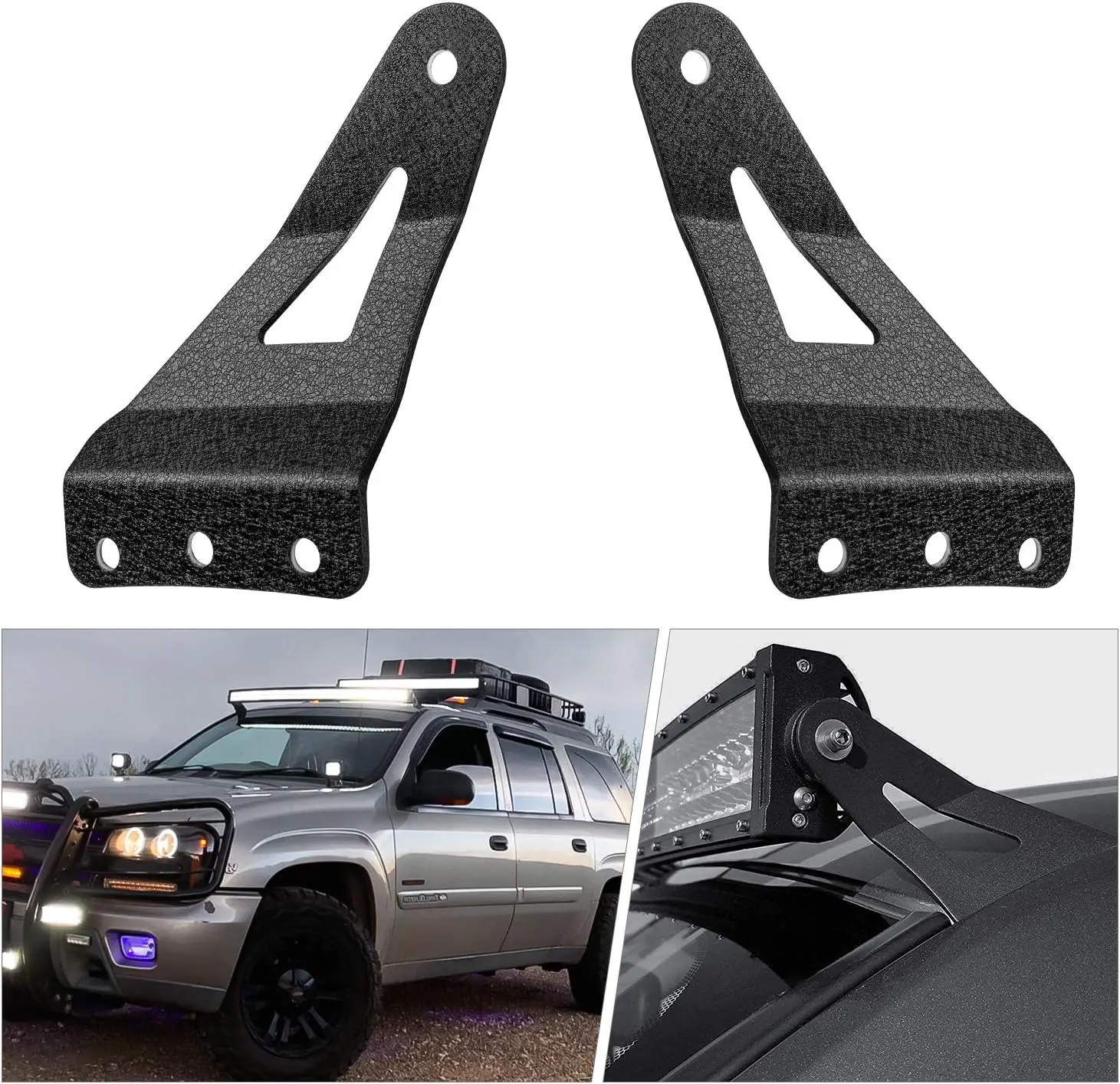 54 inch Curved LED Light Bar Bracket at Upper Windshield Roof Cab for Chevy Silverado Suburban Avalanche Tahoe GMC Yukon Sierra