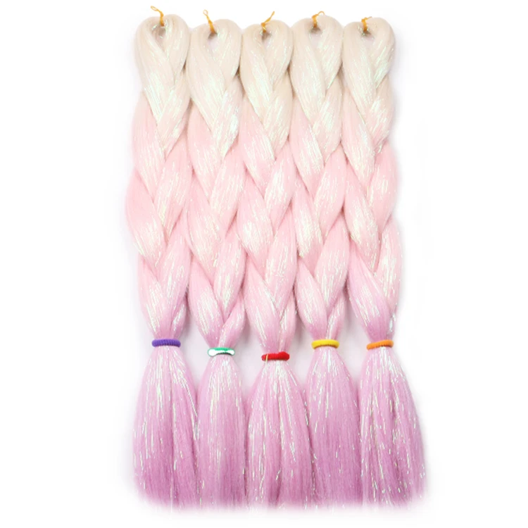 HARMONY 250 Pieces Jumbo Braids Hair Mix Tinsel 60 Colors Available Glitter Synthetic Braiding Hair Extensions