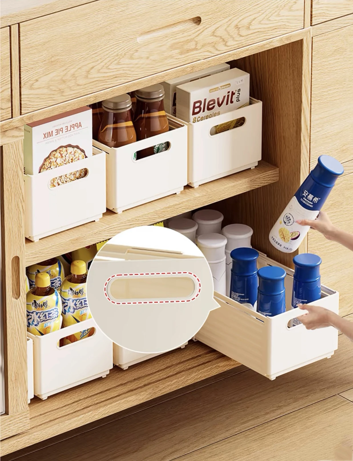 Stackable Retractable Storage Box Expandable Pull out Cabinet Organizer Collaspiable Stretchable Slide out Organizer