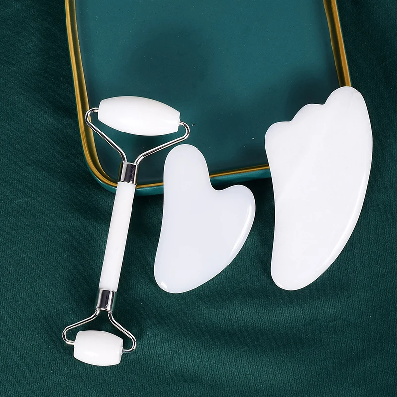 Hanhe Gem белый нефрит Gua Sha доска индивидуальный логотип аутентичный нефритовый массажер для лица белый камень Gua Sha в форме сердца
