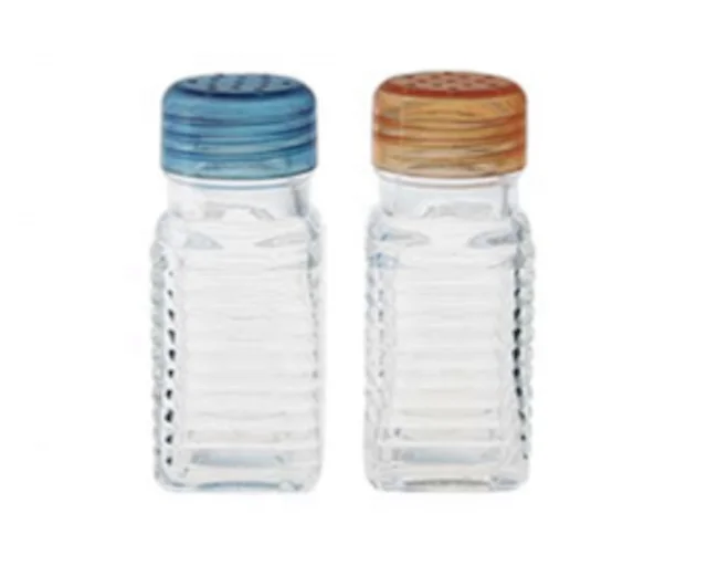 Wholesale Price Square Transparent Glass Spice Jar Glass Bottle With Colorful Plastic Lid