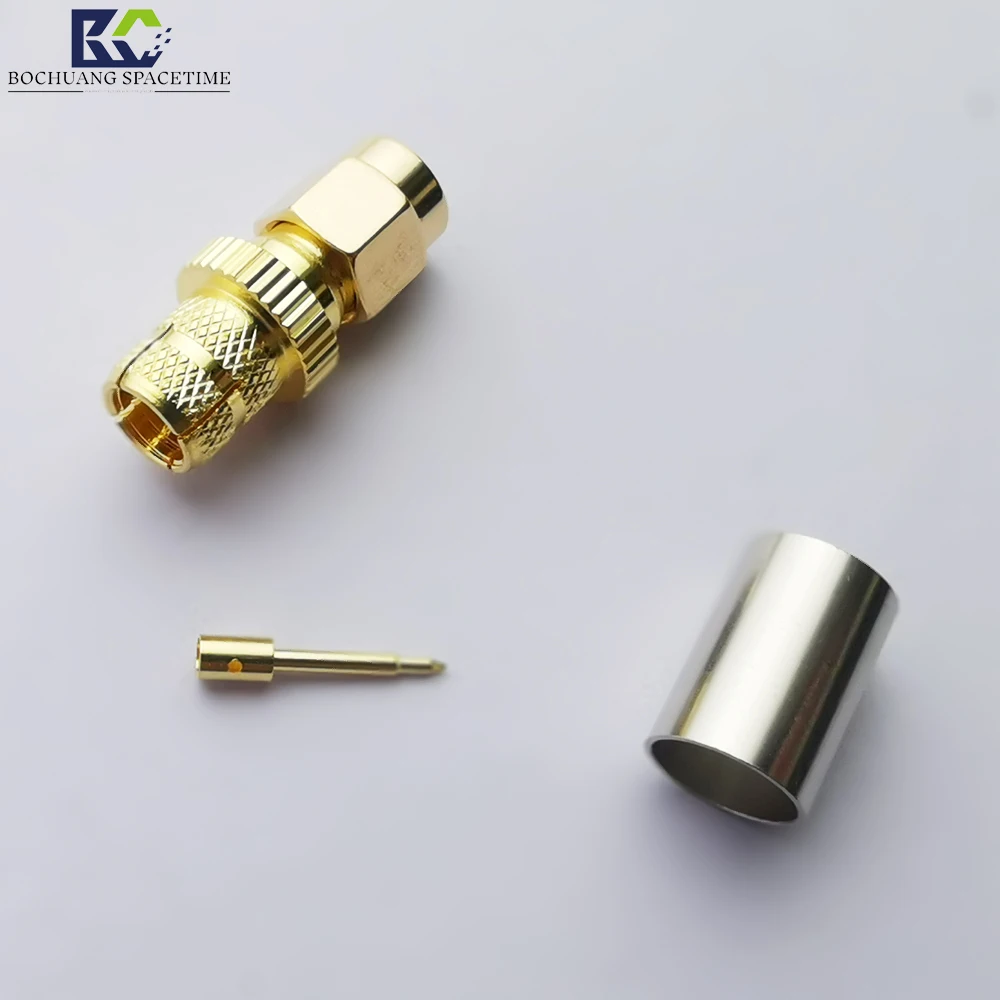 50 ohm impedance pure copper plated low attenuation communication adapter RFSMA (male) connector RFcable coaxial connectors (rf)