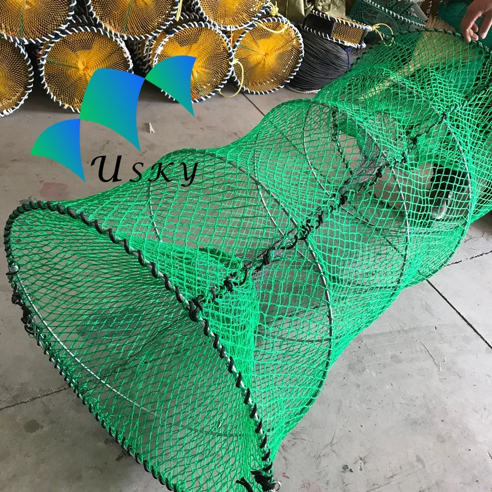 
Spring loaded crab cage 70*110cm 70*160cm 70*140cm customized strong green black fish pot for sale USA market 