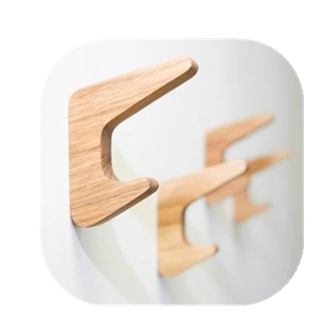 Mass customization wooden Wall Mounted Bracket wood coat towel hook wall plant hook/holders Modern Minimal Wooden Wall Decor