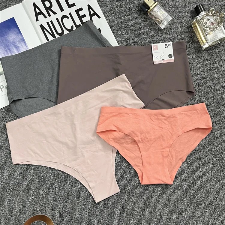 Ice Silk Seamless Underwear  Thin Silk Crotch Antibacterial Mid-rise Large Size Cool Breathable Triangle Mask Pants