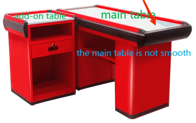 Beauty Red Desk Used In Supermarket Cashier Grocery Store Metal Cash Counter Checkout