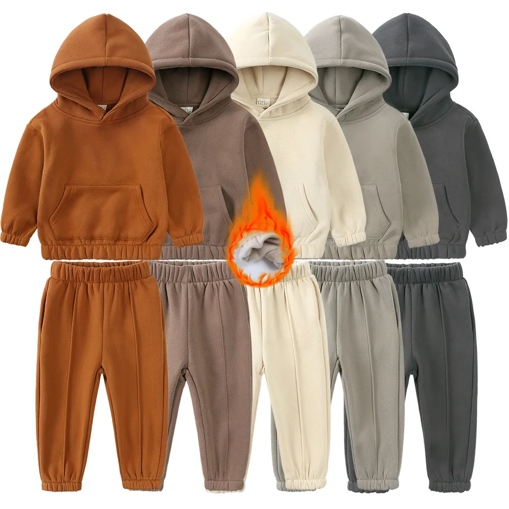 Winter High Quality Children Tracksuit Fleece Hoodies Joggers Suits SetSoccer Tracksuits Sets