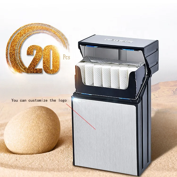 Aluminium Alloy Waterproof mens 20pcs capacity cigarette Case Can be customized Logo  Smoking Box