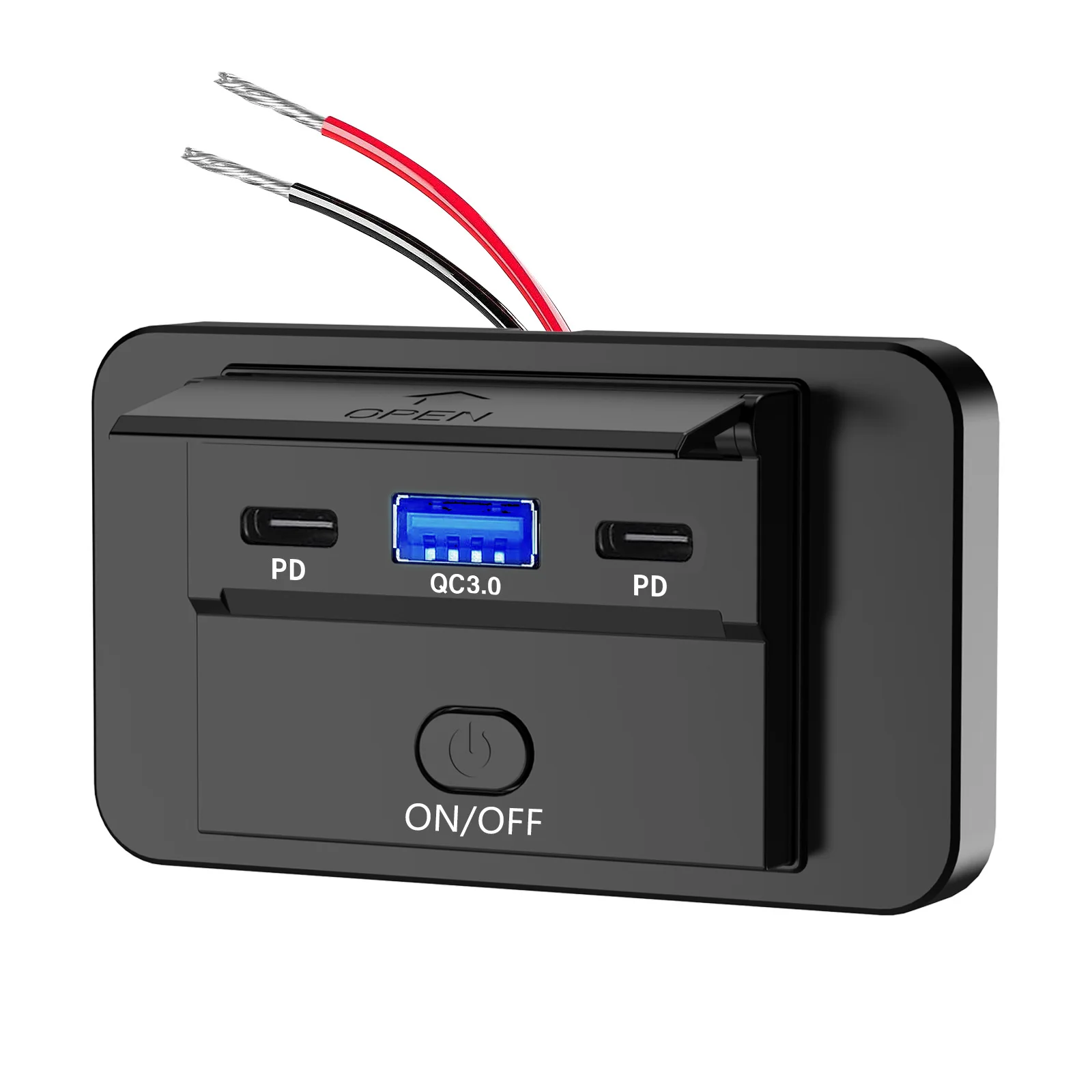 3 ports USB chargers for bus 12v usb charger socket Wall Mount for RV Motorcycle Truck Golf