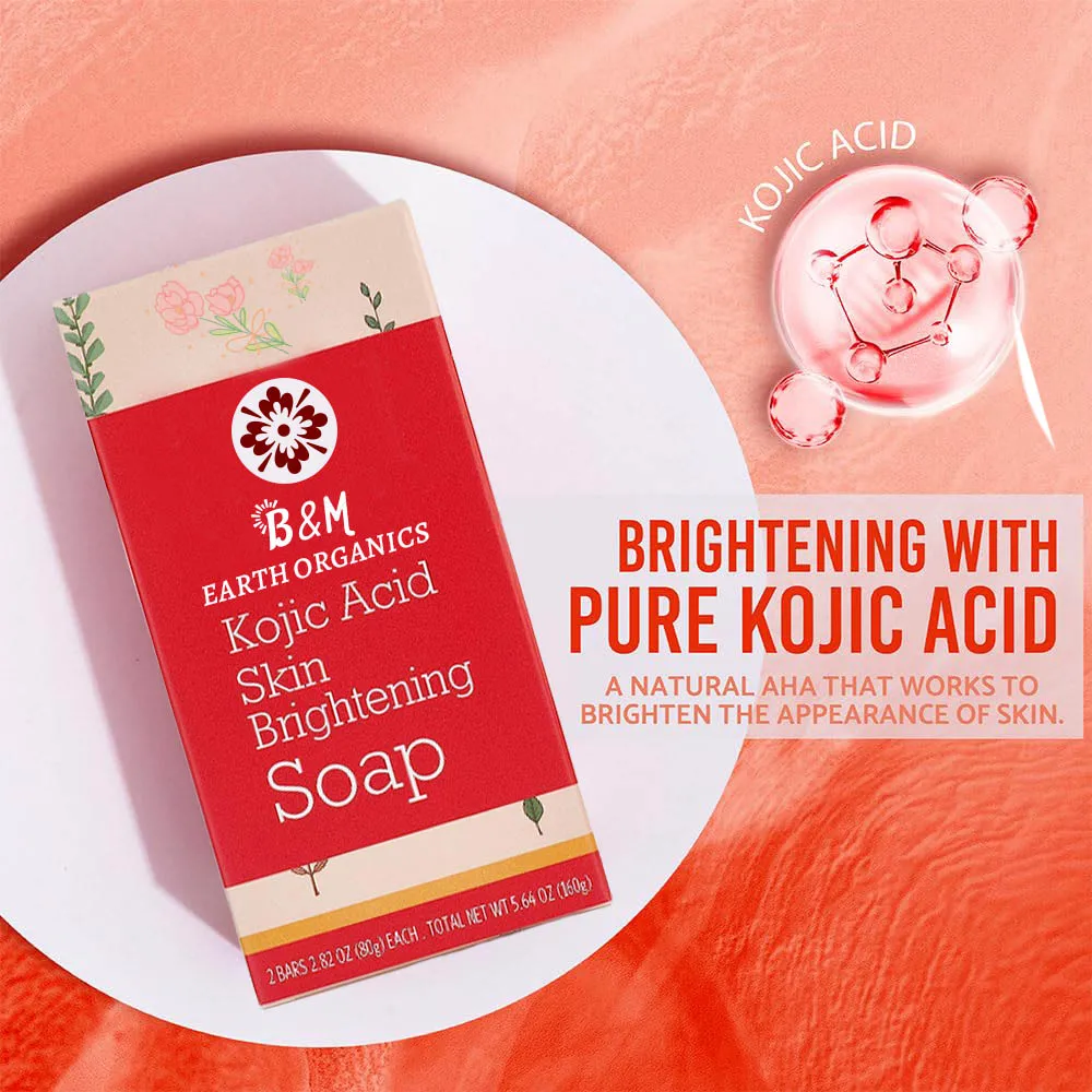 White Pure Kojic Acid Skin Brightening Soap Glycerin Soap Bar for Exfoliating Face with Tea Tree Coconut Oil Sun Damage Skin