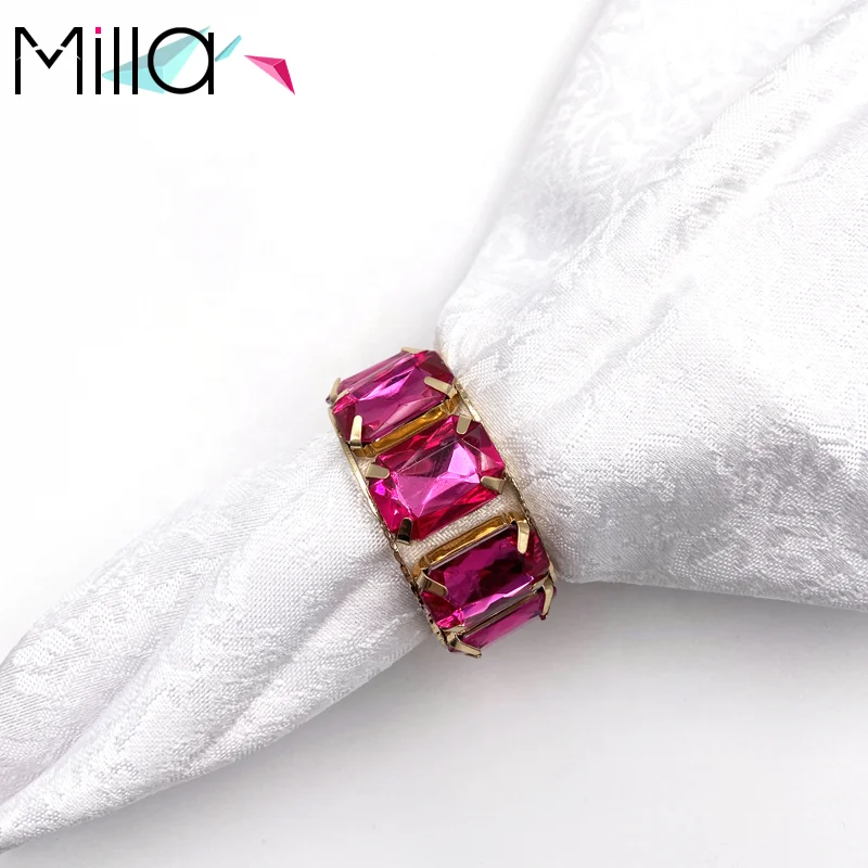 Colors Diamond Crystal Gold Silver Rhinestone Napkin Ring for Wedding Decoration