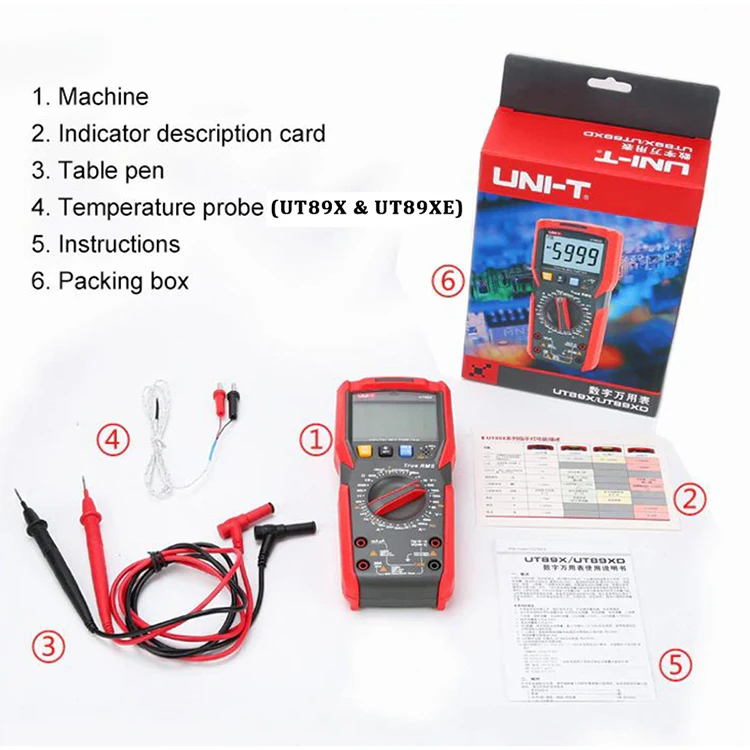 UNI-T Multimeter Digital Professional UT89X True RMS NCV 20A Current AC DC Voltmeter Capacitance Resistance Tester Multimeter