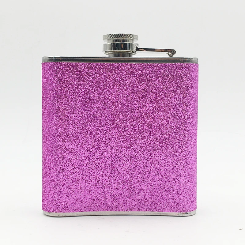 Цвет на заказ пищевой Блестящий Фиолетовый виски чехол карманных фляжек из нержавеющей стали