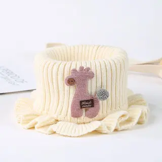 Baby Knitted Scarf Cartoon Giraffe Ruffle Neck Girls Kids Warm Scarves Collar Circle Outdoor Winter Scarfs
