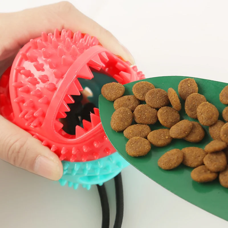 Interactive Dog Bite Chew Ball on Rope Toy Durable Rubber TPR Cotton Silicone Leather with Suction Cup