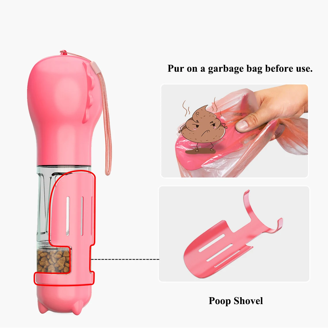 Convenient Most Popular Pet Cat Travel Bottle Contain Food Water Poop Garbage Animal Drinking Cup