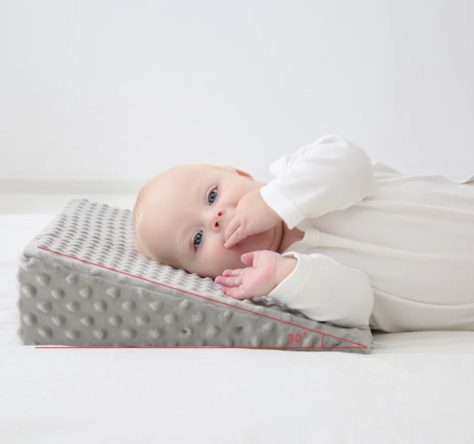 infant emetic milk pillow 3D dot fleece minky soothing sleep portable triangle ramp feeding nurse functional cushion newborn