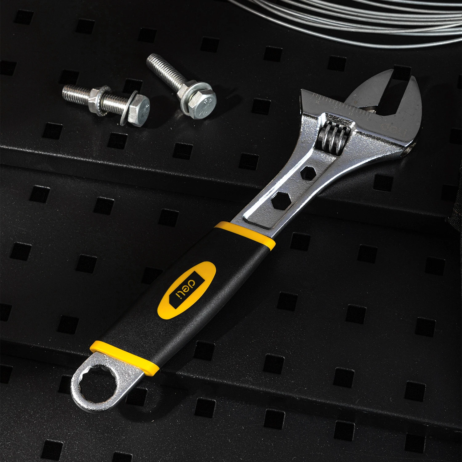 Регулируемый гаечный ключ Deli Tools 6/8/10/12 дюймов с широким отверстием и удобной ручкой покрытием ТПР регулируемый