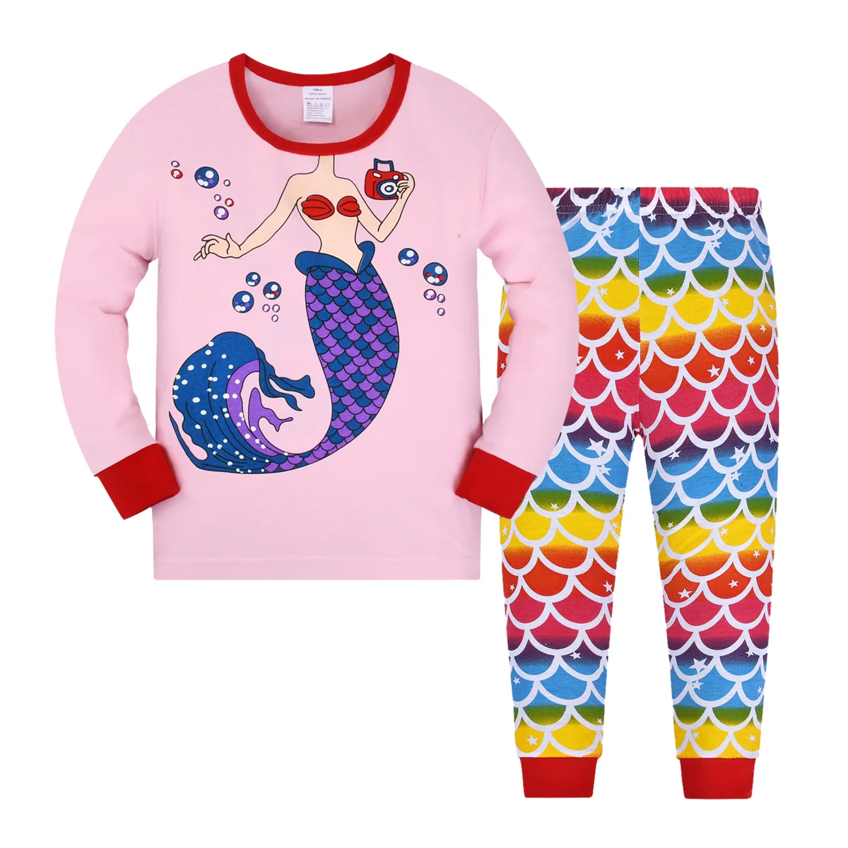 100% Cotton Sleeping Clothes Cartoon Pyjamas Long Sleeve 2 Piece Sleepwear Girls Pajamas Set Kids PJs
