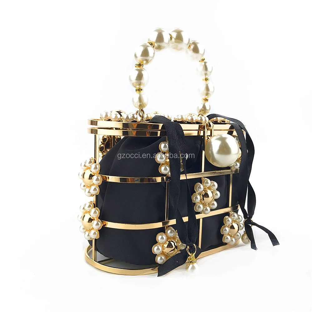 
Factory tredy beaded handbags metal frame clutch OC4131 