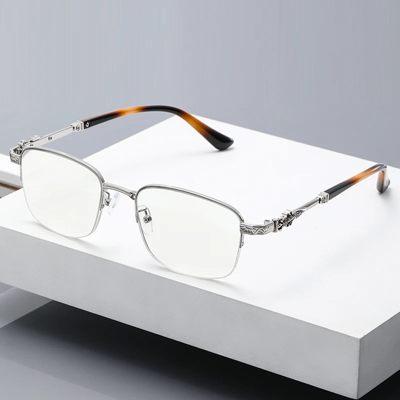 Оптовая продажа с фабрики Eugenia 2022 классические женские металлические очки для чтения в полуоправе блокировкой синего света и овальной