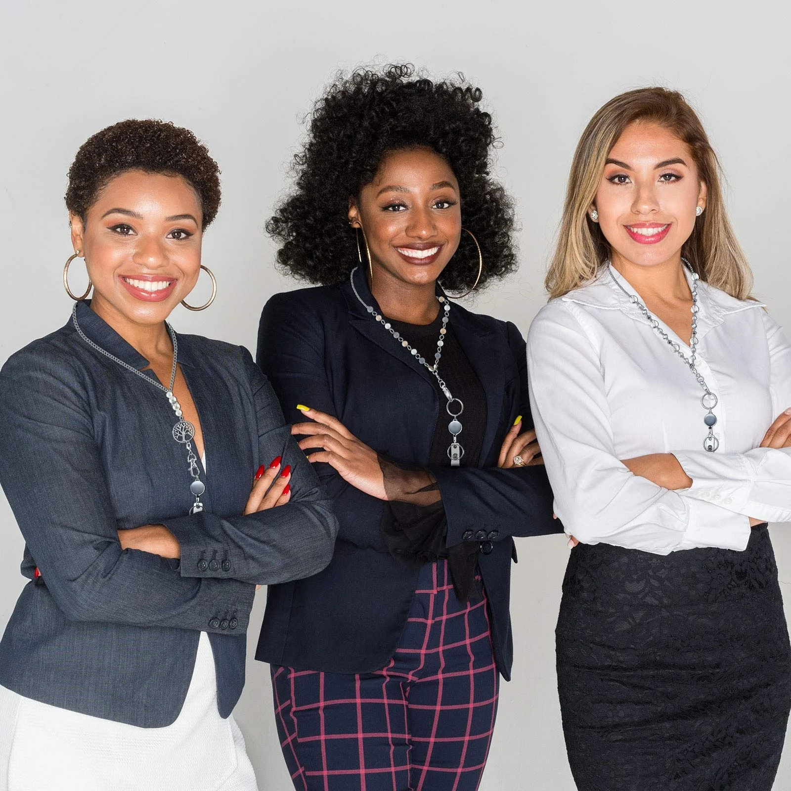 Fashion ID Badge Lanyard Necklace Beaded Chain Retractable Badge Reel Holder For Men Women