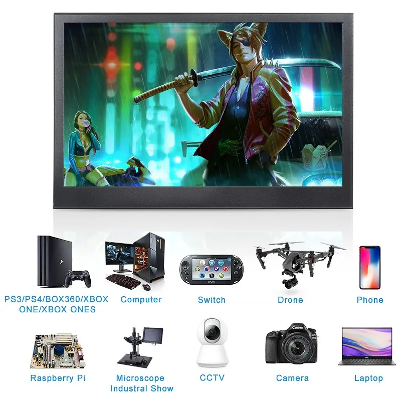 
10.1 inch 2K LCD Display Monitor 2560x1660 Touch Screen 5V Power USB Powered 