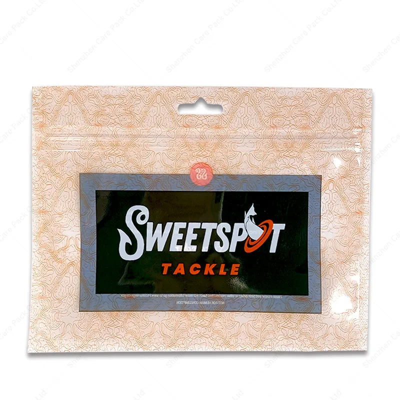 Custom Logo Printed Plastic Soft Fish Lure Packaging Bag With Zipper Glossy Flat Pouch Tackle Bait Three Side Sealed Bag