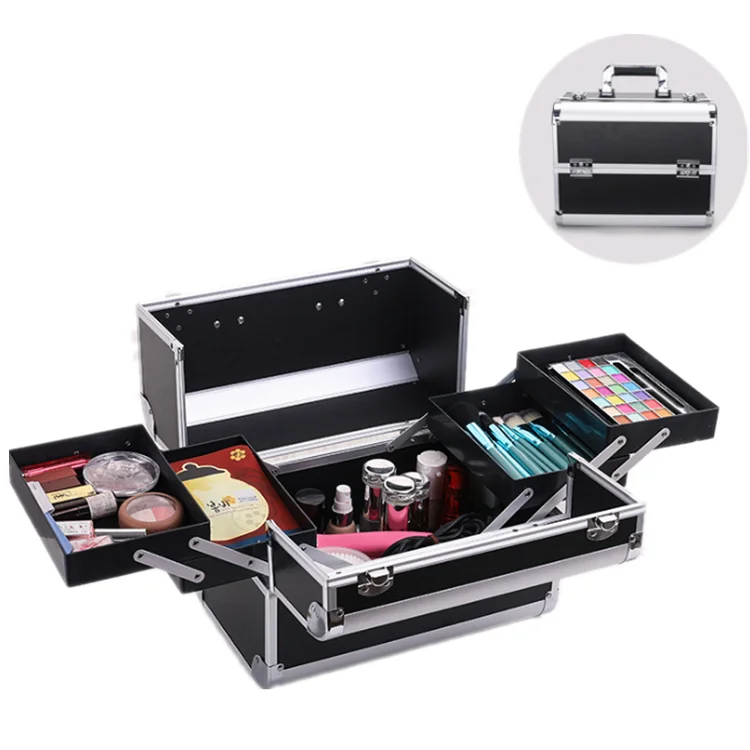 2013 New Pink beauty Aluminium Makeup Case With Lighted Double Fashion Superior Quality Cosmetic Vanity Train Box