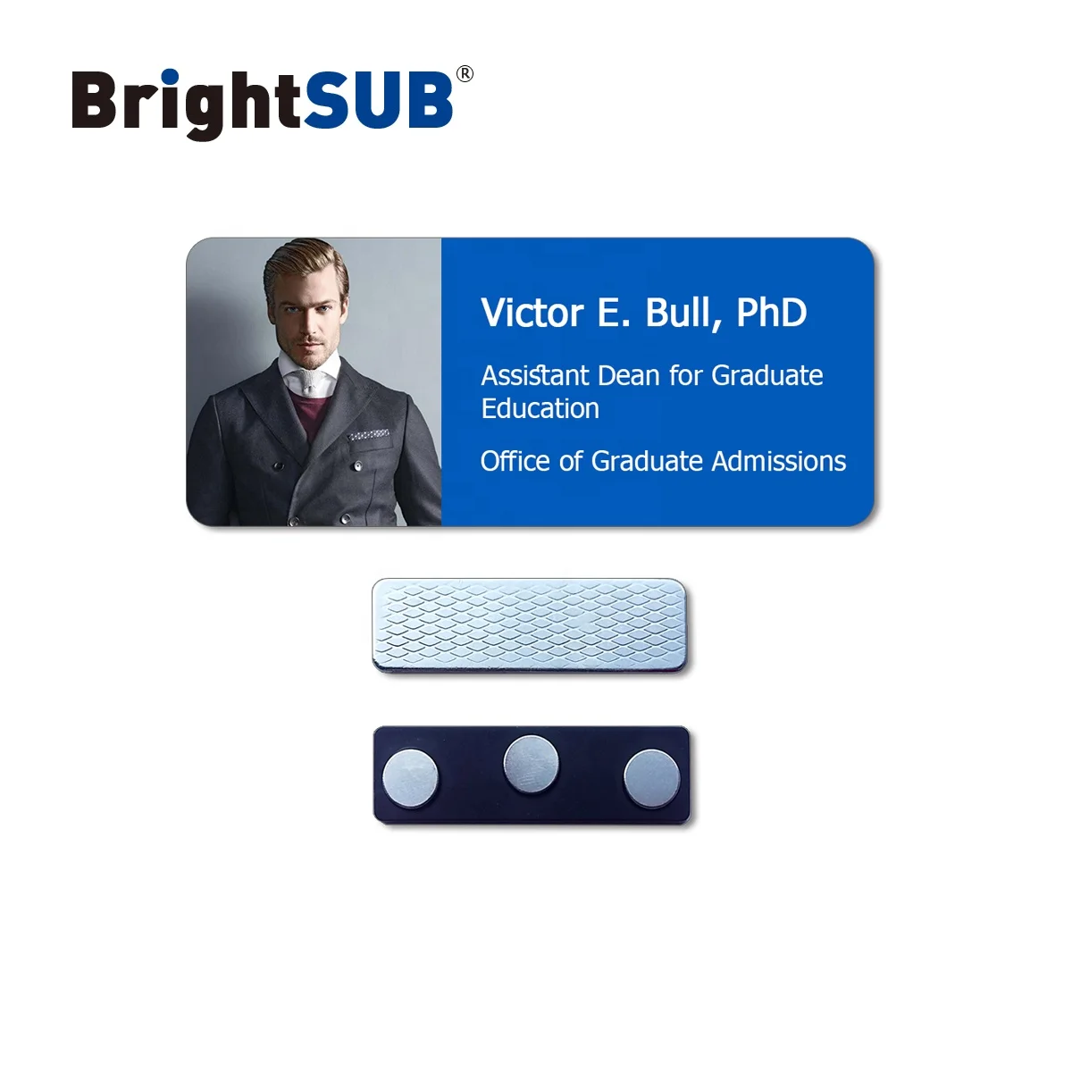 BrightSUB 1.0mm gloss white Sublimation Aluminum Name badge heat transfer prints custom printable coated nameplate blank