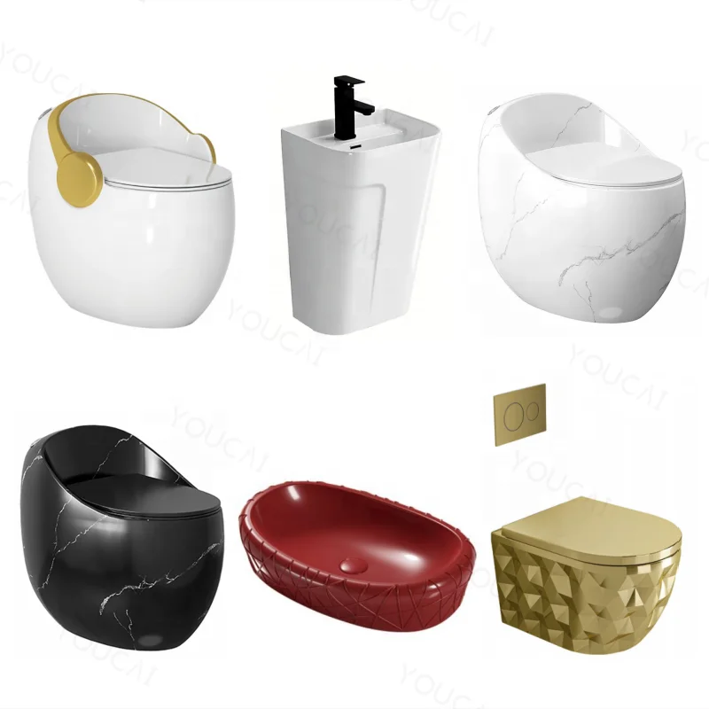 Modern bathroom design color toilet with OEM wash basin porcelain toilet marble black toilet bathroom commode