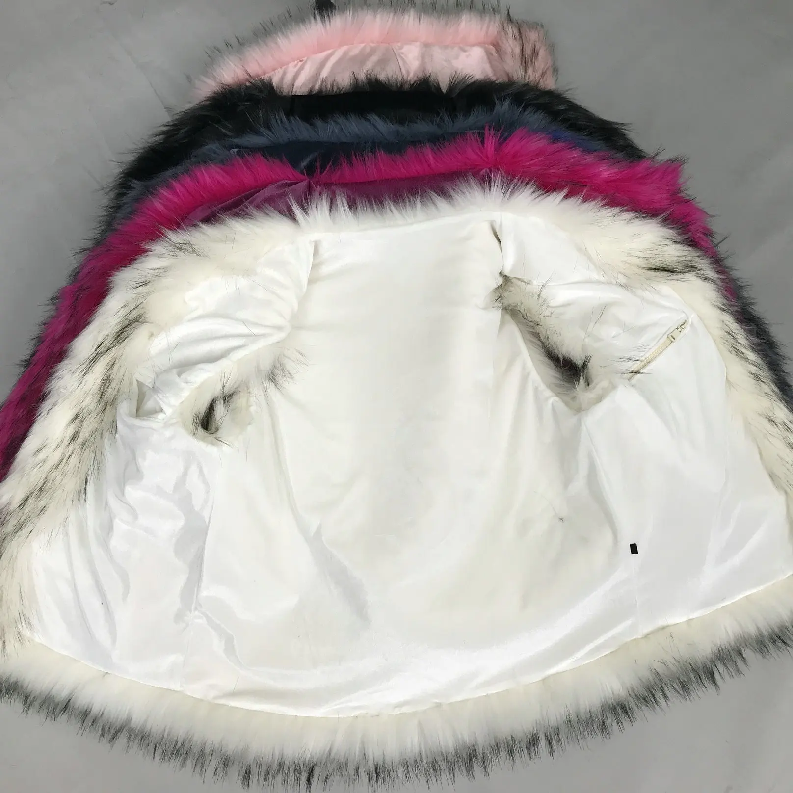 custom girls Hot Sale Winter Warm raccoon Fur Gilet Waistcoat Women Grey Faux Fur Vest