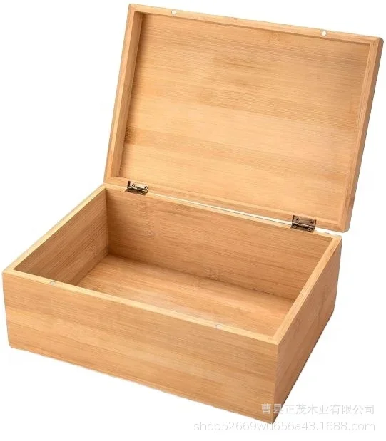 2023 Large Wooden Box with Hinged Lid Black Stash Wooden Storage Box Decorative boxes with lids