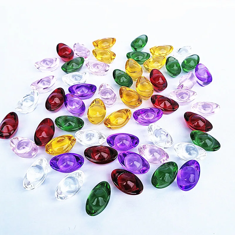 Chinese Style Figurine Mini Crystal Gold Mixed Color Ingots Paperweight FengShui Crafts Lucky Home Decor Ornaments