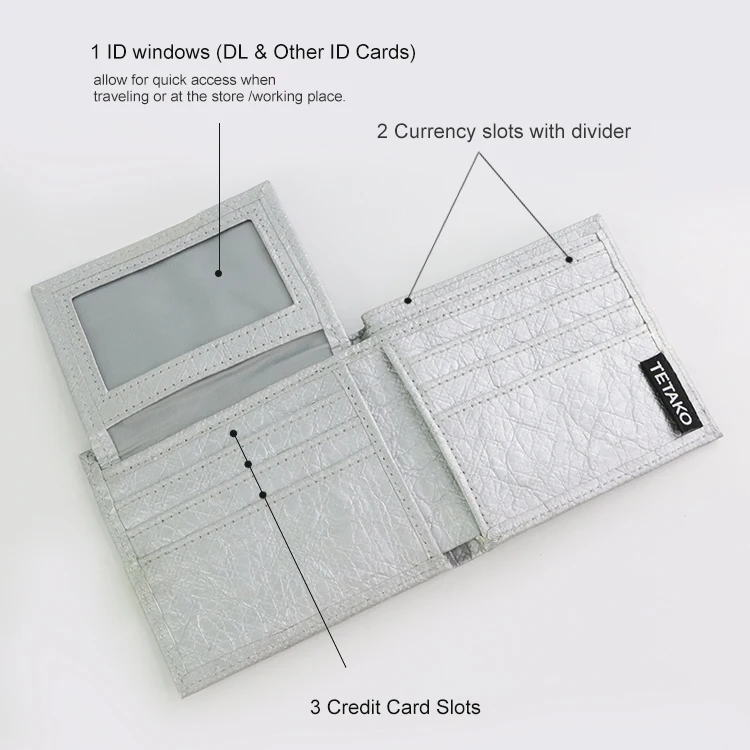 Slim Business Money Bag Credit Card Purse RFID Blocking ID Card Holder Tyvek Paper Wallet