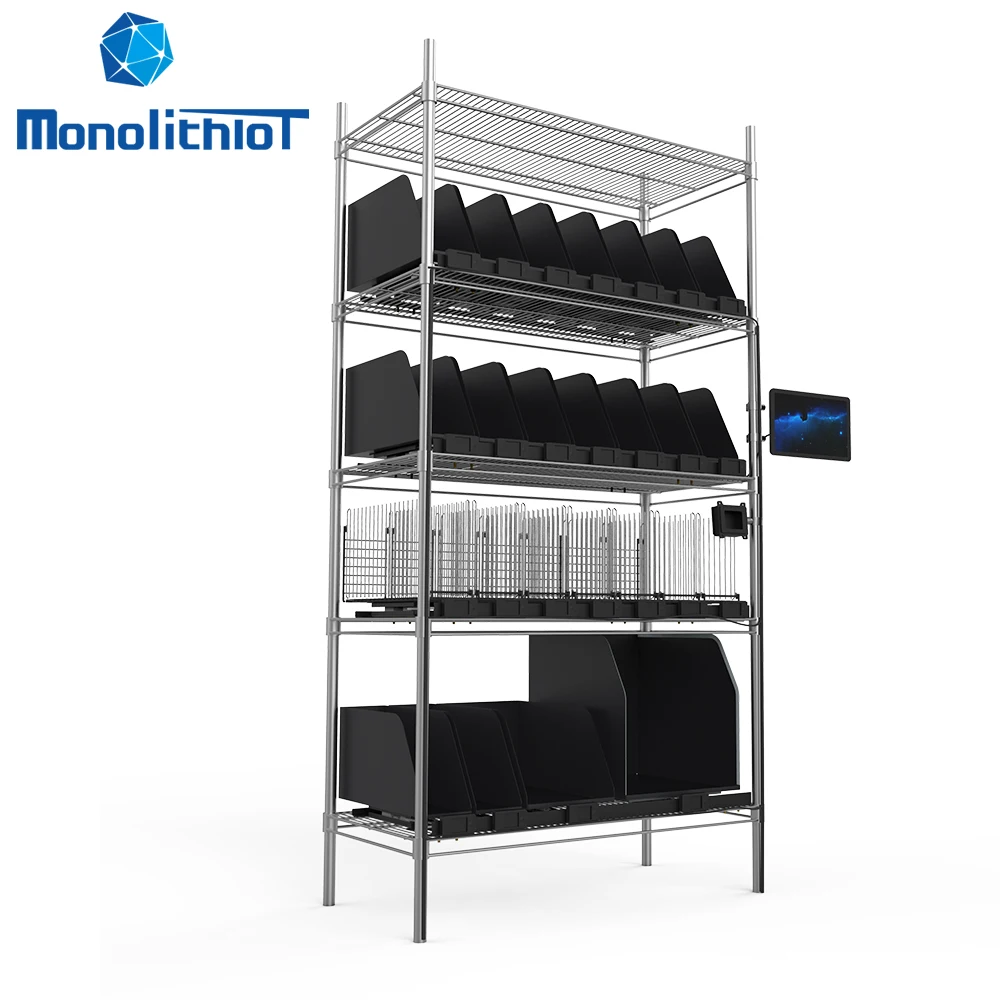 MonolithIoT light duty rack automated inventory counting management system solutions smart bin weighing gravity shelf